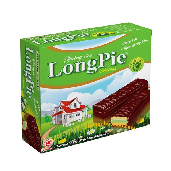 Bánh LONGPIE kem marshmallow phủ socola hương cốm 288G